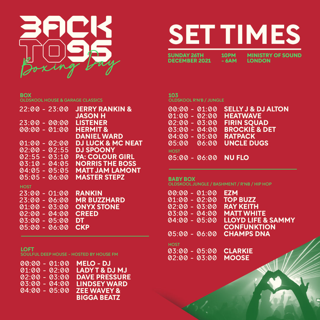 ARTIST SET TIMES 🙌 - Back To 95