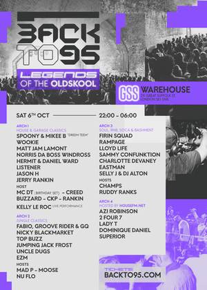 BACKTO95 WAREHOUSE PARTY - LEGENDS OF THE OLDSKOOL